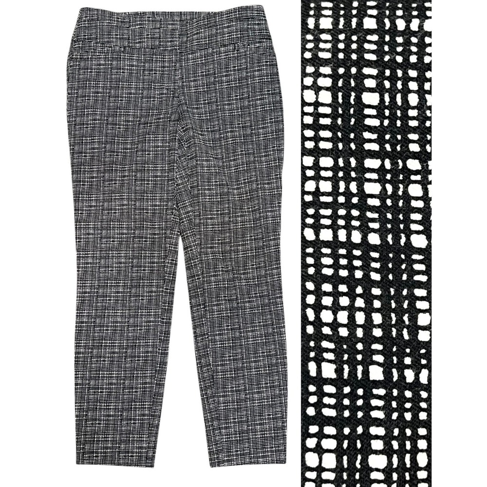 Ann Taylor LOFT Julie Skinny Pants Women 4 Black White Grid‎ Trousers Officecore